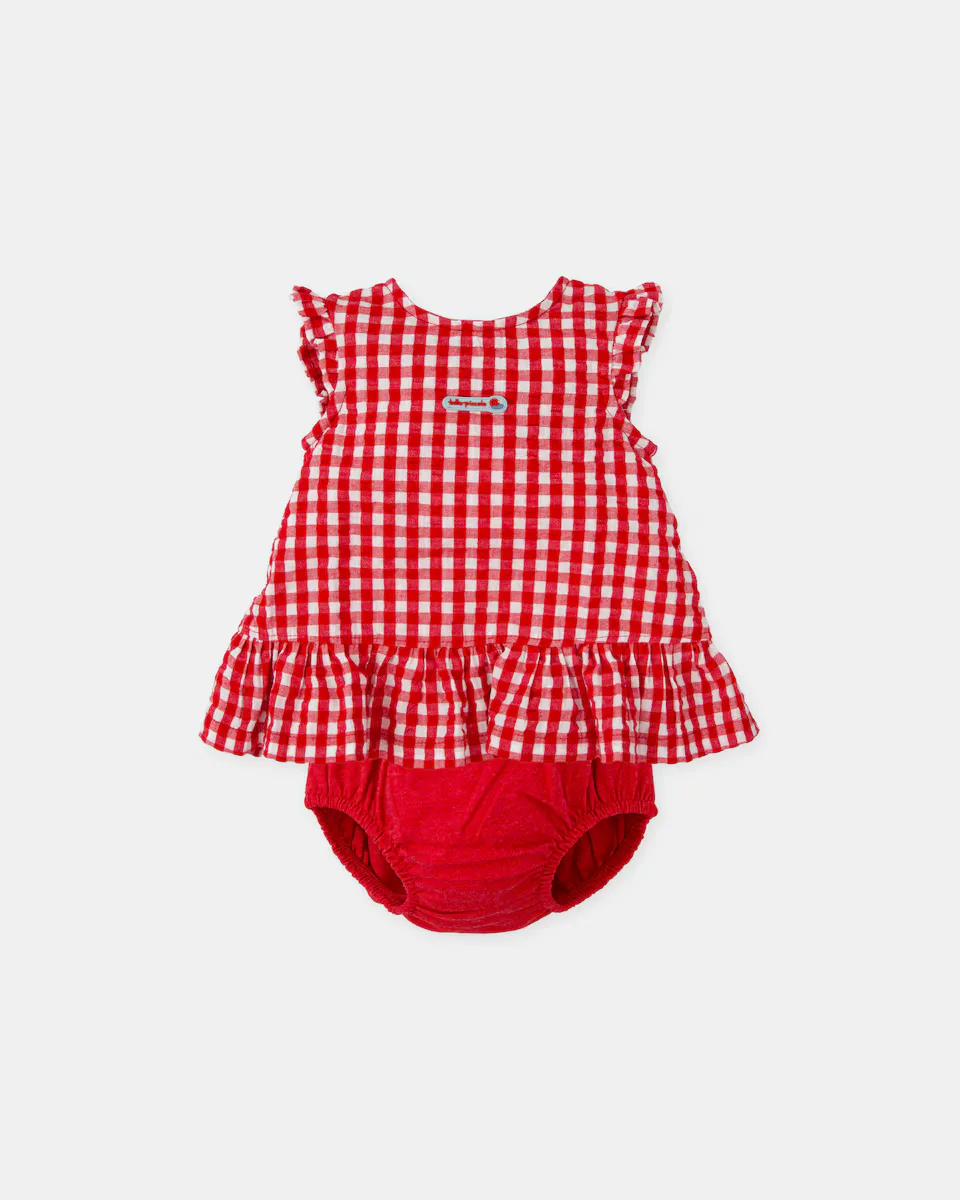 Красное платье в клетку для девочки с простыми трусиками Tutto Piccolo, красный
Красное платье в клетку для девочки с простыми трусиками Tutto Piccolo, красный