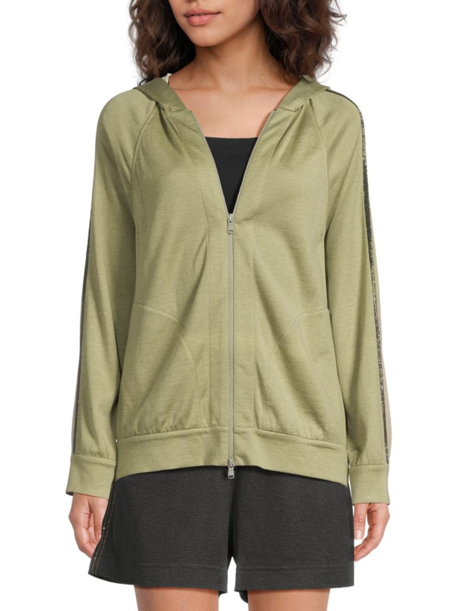 Толстовка с капюшоном и рукавами реглан, расшитая бисером Brunello Cucinelli, зеленый
Толстовка с капюшоном и рукавами реглан, расшитая бисером Brunello Cucinelli, зеленый