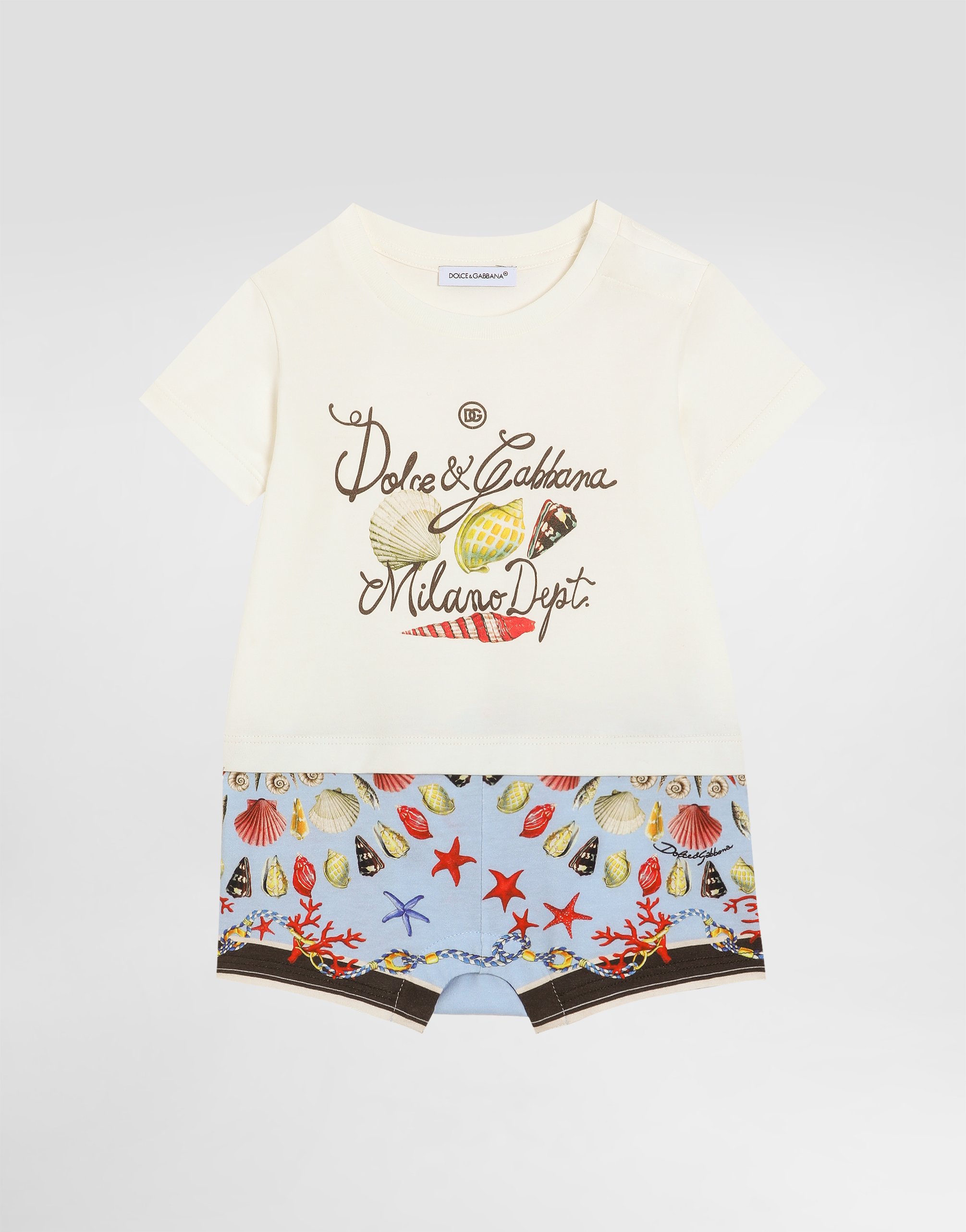 Трикотажный комбинезон с короткими рукавами и принтом ракушек Dolce&Gabbana, мультиколор
Трикотажный комбинезон с короткими рукавами и принтом ракушек Dolce&Gabbana, мультиколор