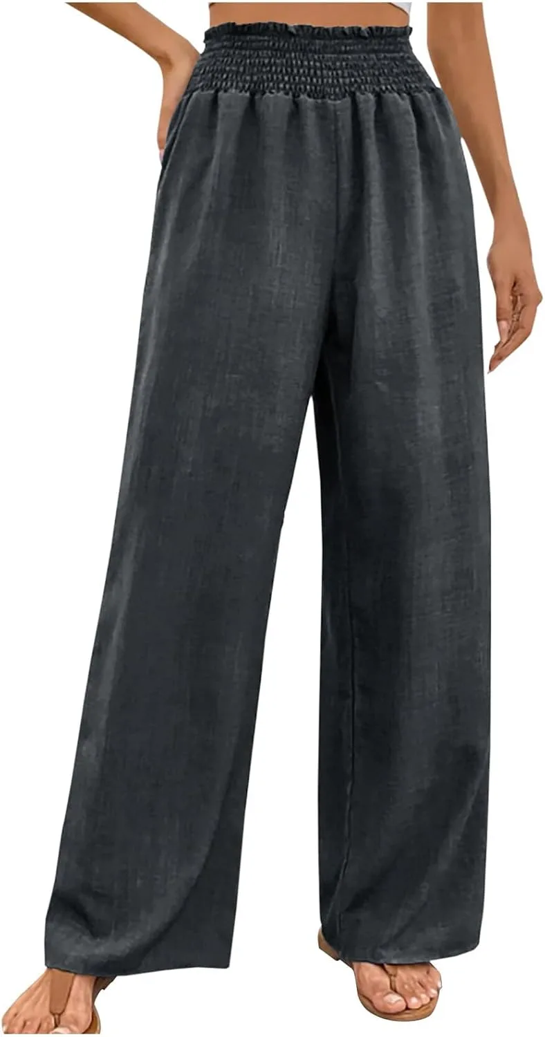 Женские пляжные брюки палаццо деним на высокой резинке
Женские пляжные брюки палаццо деним на высокой резинке