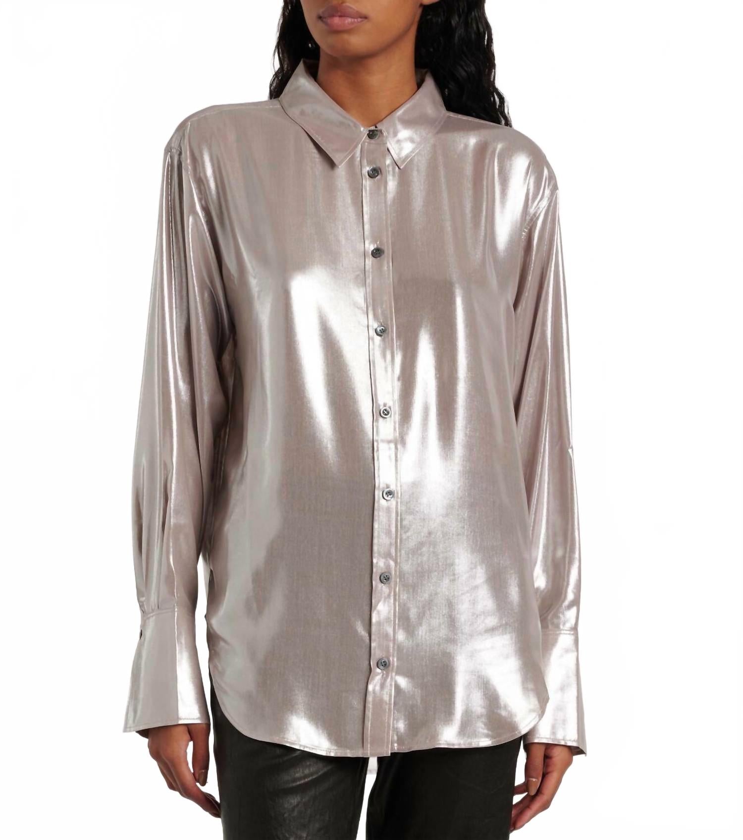 Стандартная рубашка из серебряной парчи FRAME
Стандартная рубашка из серебряной парчи FRAME