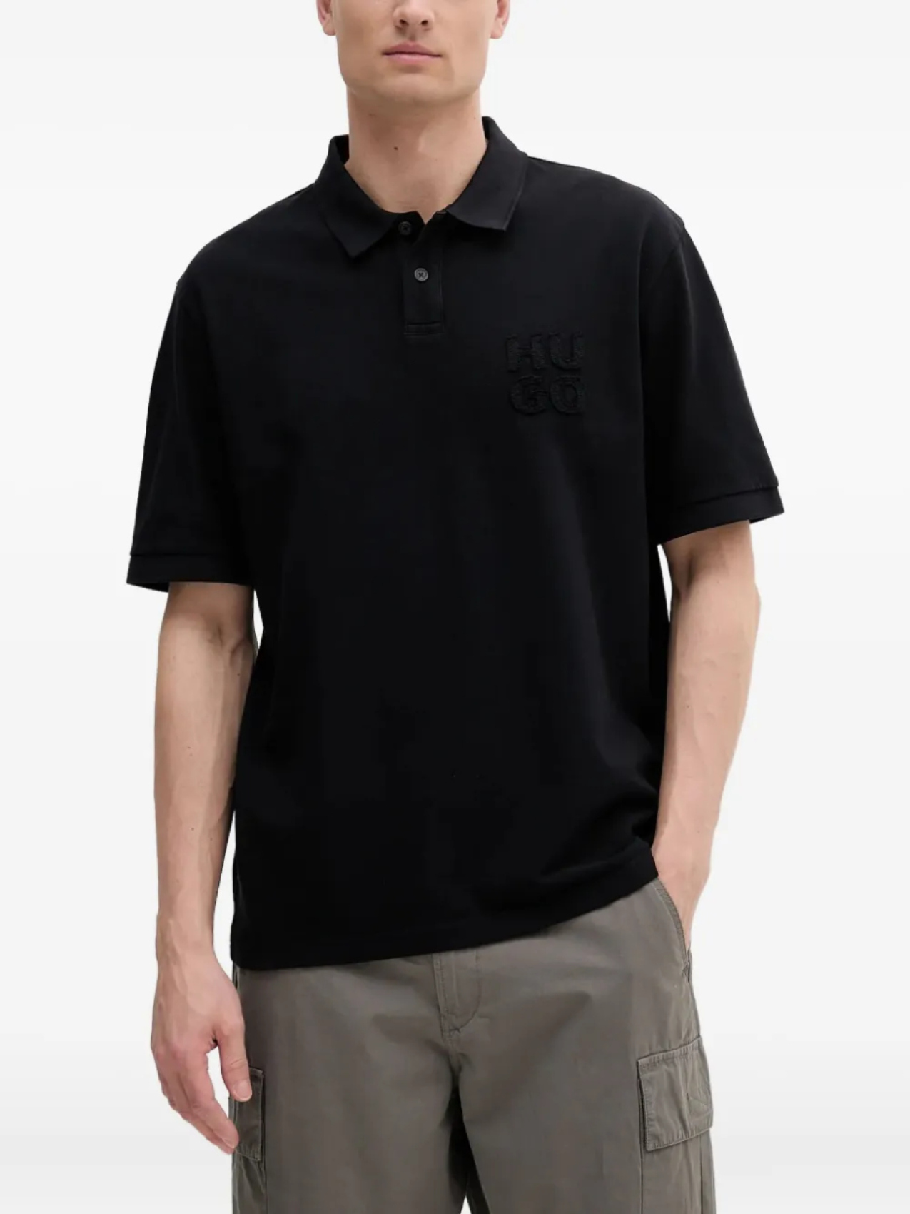 Рубашка-поло с вышитым логотипом HUGO, черный
Рубашка-поло с вышитым логотипом HUGO, черный