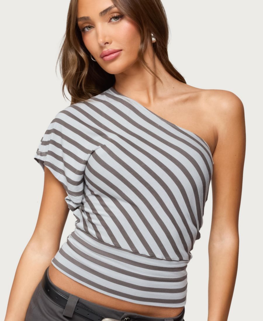 Женская асимметричная полосатая блузка на одно плечо Edikted, Gray
Женская асимметричная полосатая блузка на одно плечо Edikted, Gray