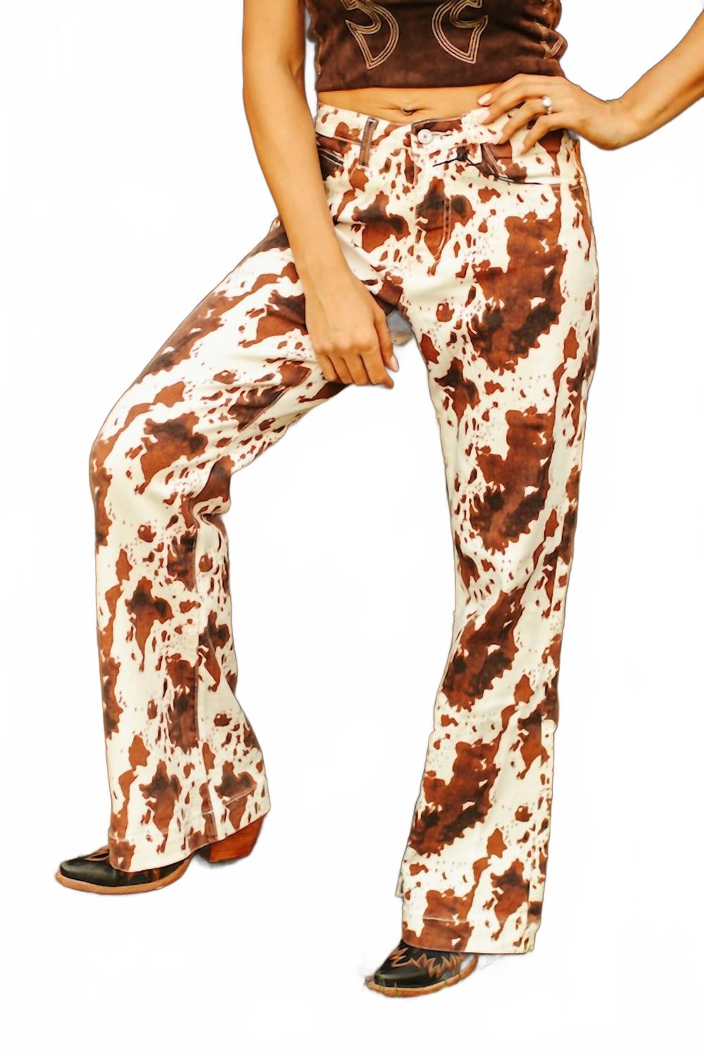 Коричневые джинсы с принтом коровы, утягивающие живот, с широкими штанинами Lucky & Blessed
Коричневые джинсы с принтом коровы, утягивающие живот, с широкими штанинами Lucky & Blessed