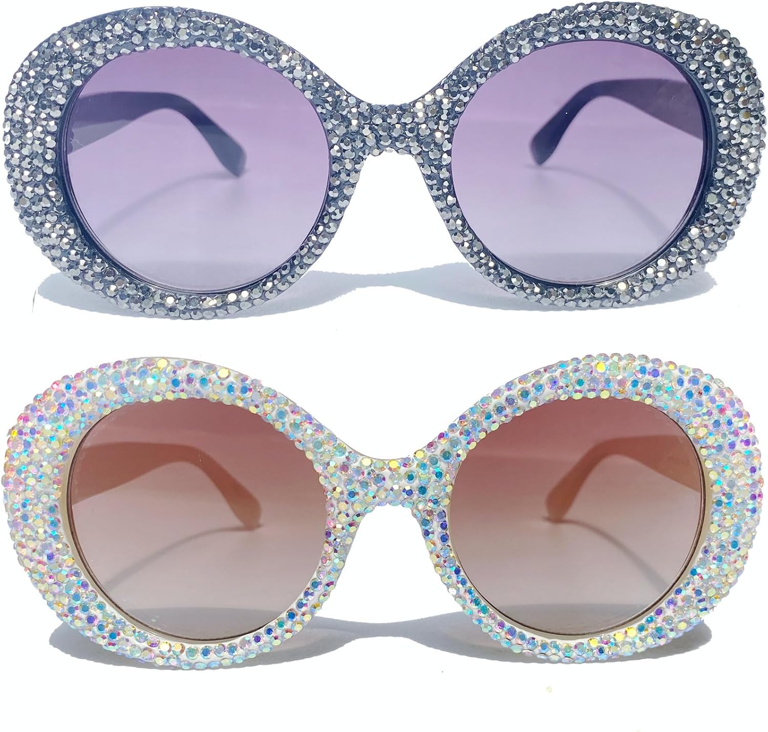 Круглые солнцезащитные очки со стразами для женщин и девушек, блестящие, бриллиантовые, для вечеринок, большие, модные, сверкающие, в стиле панк mincl, 2pcs-gray&champagne
Круглые солнцезащитные очки со стразами для женщин и девушек, блестящие, бриллиантовые, для вечеринок, большие, модные, сверкающие, в стиле панк mincl, 2pcs-gray&champagne