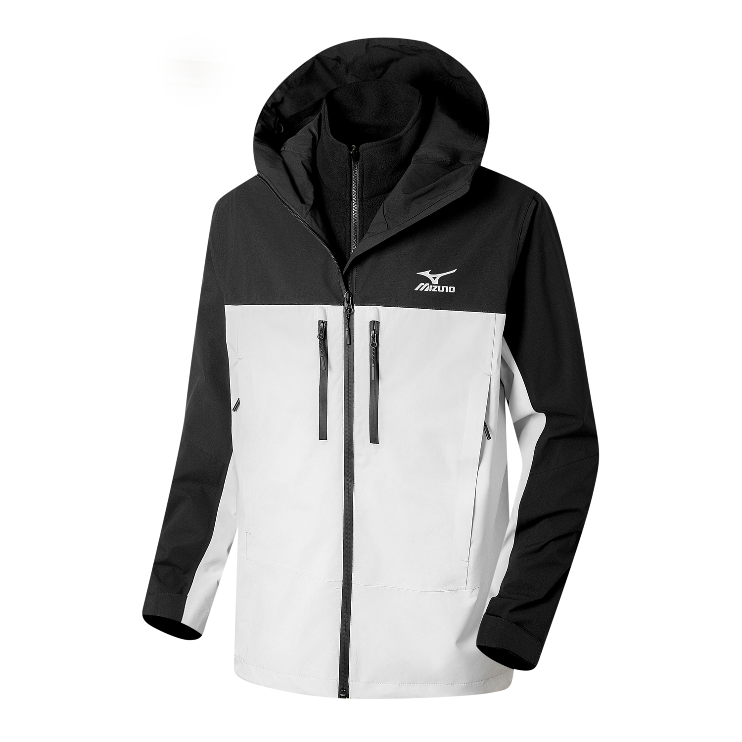 Mizuno Водостойкая ветрозащитная дышащая износостойкая теплая ветровка унисекс, Black/White Birch Gray 
Mizuno Водостойкая ветрозащитная дышащая износостойкая теплая ветровка унисекс, Black/White Birch Gray
