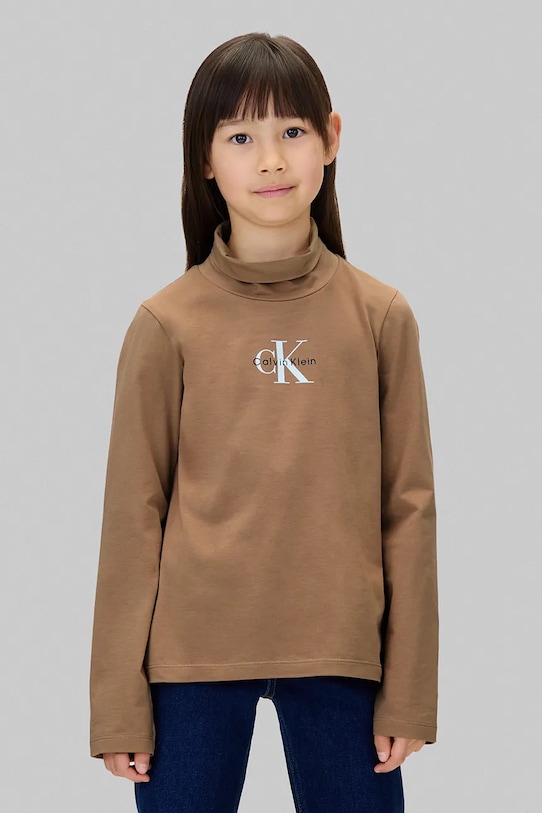 Детский лонгслив с хлопком Calvin Klein Jeans, коричневый
Детский лонгслив с хлопком Calvin Klein Jeans, коричневый