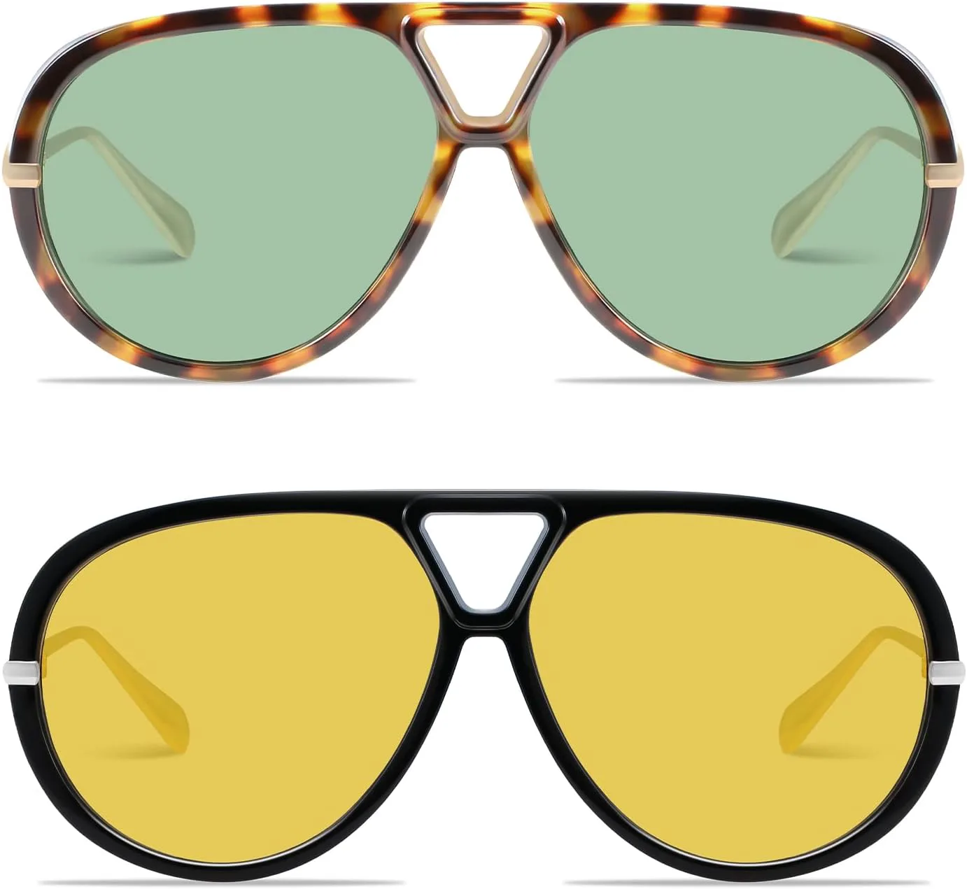 Солнцезащитные очки GRFISIA Oversized Retro Aviator для женщин и мужчин, модные солнцезащитные очки в винтажном стиле, (2pcs) Tortoise/Green+black/Yellow
Солнцезащитные очки GRFISIA Oversized Retro Aviator для женщин и мужчин, модные солнцезащитные очки в винтажном стиле, (2pcs) Tortoise/Green+black/Yellow