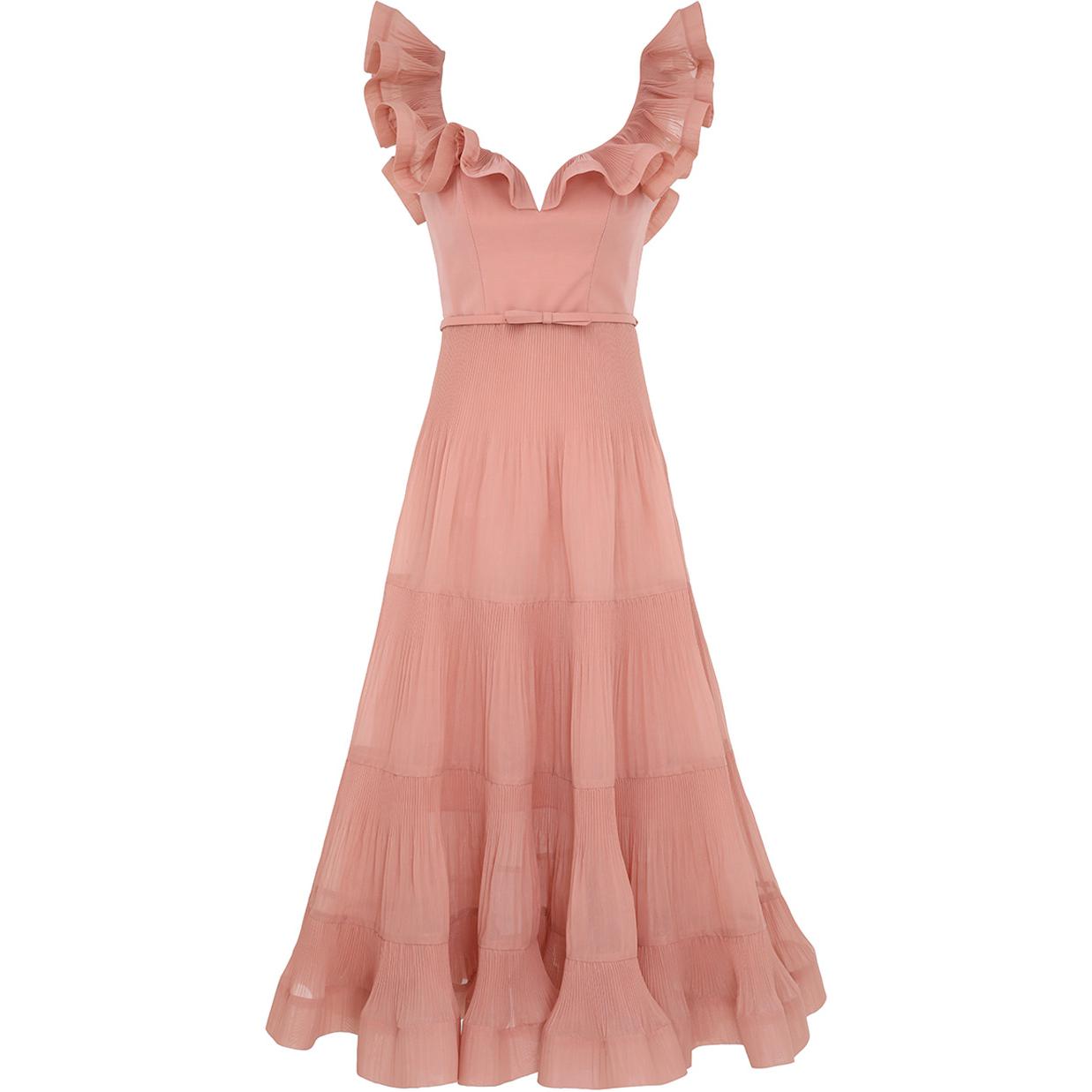 Плиссированное платье миди с рюшами Zimmermann, красное
Плиссированное платье миди с рюшами Zimmermann, красное