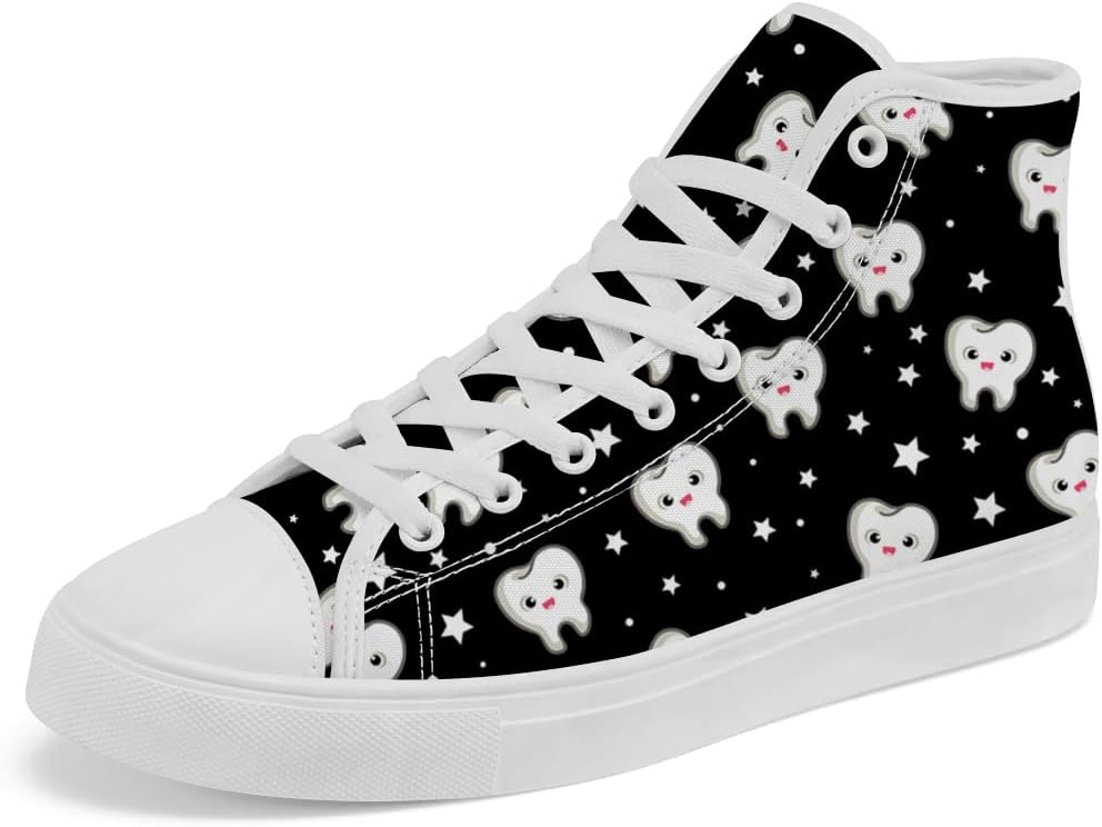 Высокие кеды на полотняной подошве с зубным принтом для женщин и мужчин, высокие кроссовки на шнуровке, повседневная обувь Chebing, черный
Высокие кеды на полотняной подошве с зубным принтом для женщин и мужчин, высокие кроссовки на шнуровке, повседневная обувь Chebing, черный