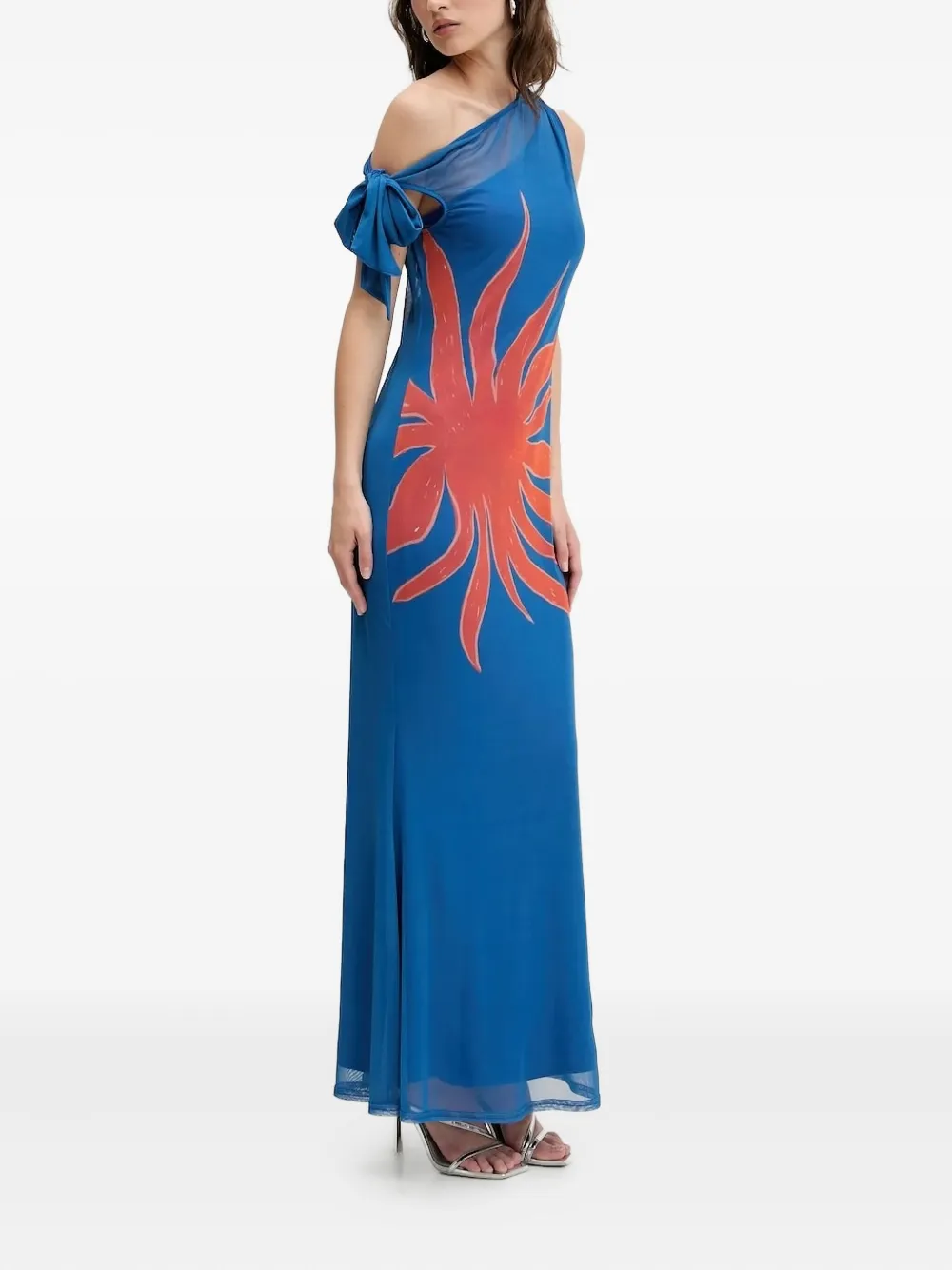 Платье макси на одно плечо с принтом пламени NEVER FULLY DRESSED, синий
Платье макси на одно плечо с принтом пламени NEVER FULLY DRESSED, синий