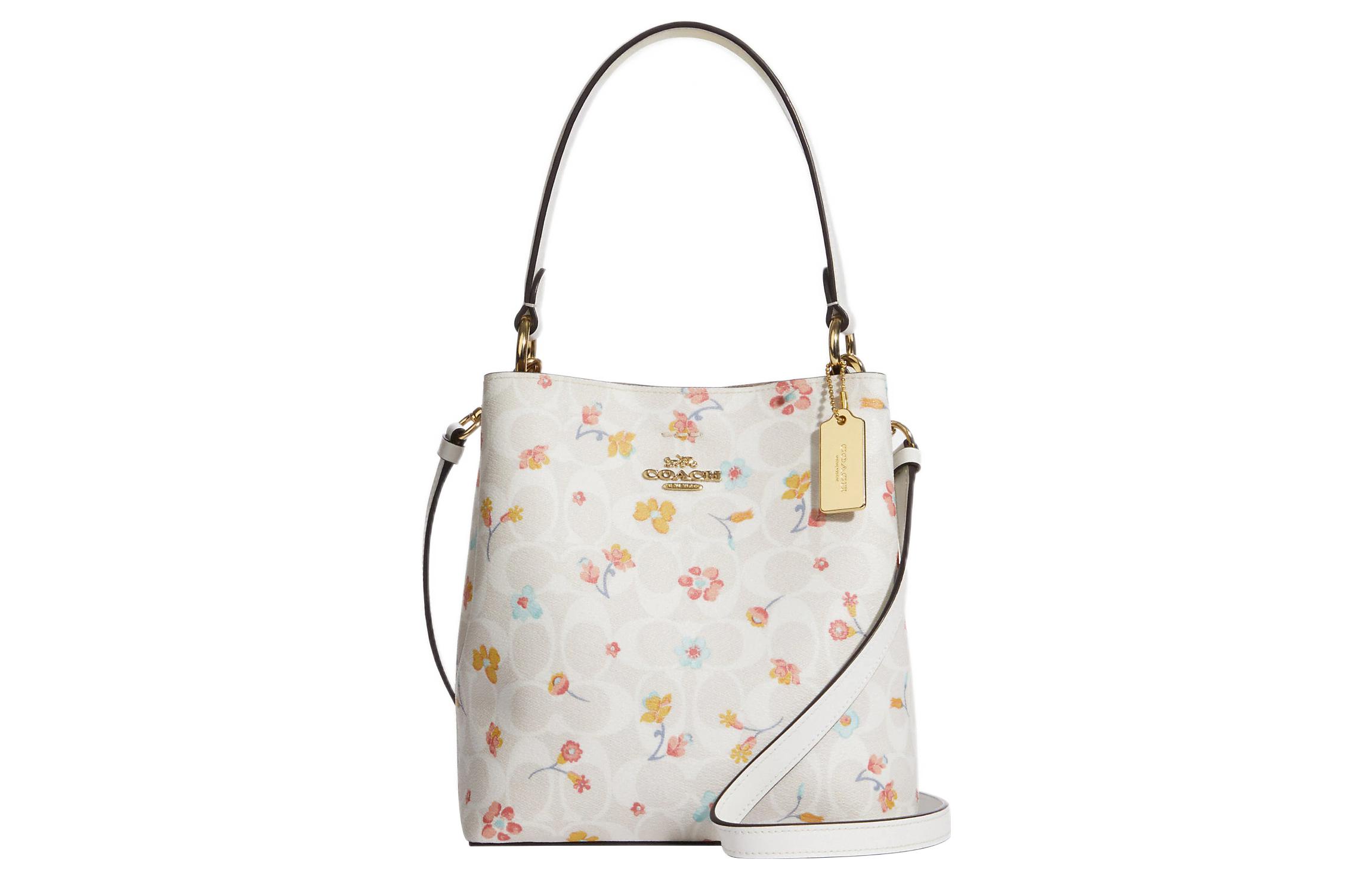 Городская сумка-ведро из покрытого холста с гладкой кожаной отделкой, портативная кроссбоди, маленький размер, женская, цвет экрю COACH
Городская сумка-ведро из покрытого холста с гладкой кожаной отделкой, портативная кроссбоди, маленький размер, женская, цвет экрю COACH