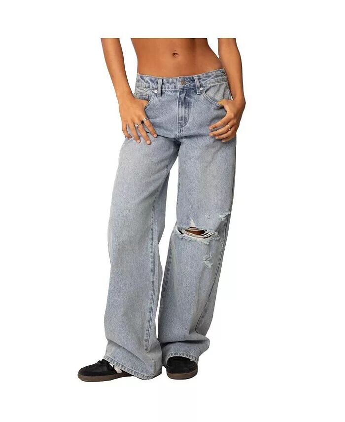 Женские джинсы Adam с потертостями и широкими штанинами Edikted, синий
Женские джинсы Adam с потертостями и широкими штанинами Edikted, синий