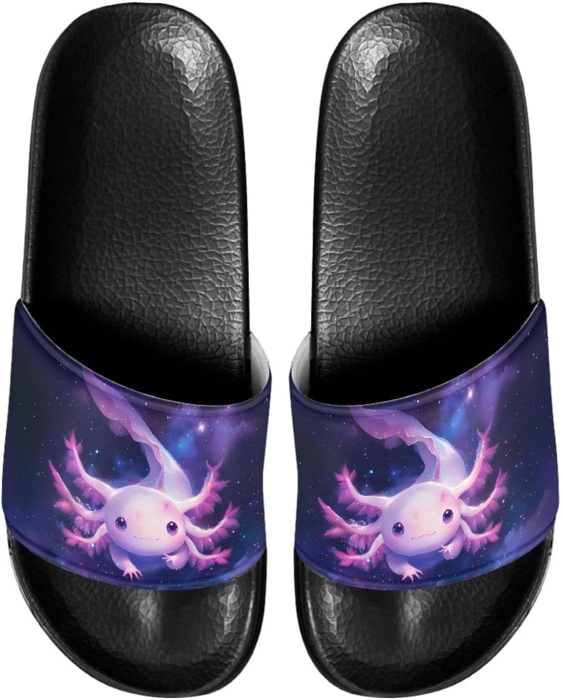 Милые шлепанцы для женщин, удобные, быстро сохнущие, на плоской подошве, для пляжа и душа Judentidos, Galaxy Axolotl
Милые шлепанцы для женщин, удобные, быстро сохнущие, на плоской подошве, для пляжа и душа Judentidos, Galaxy Axolotl