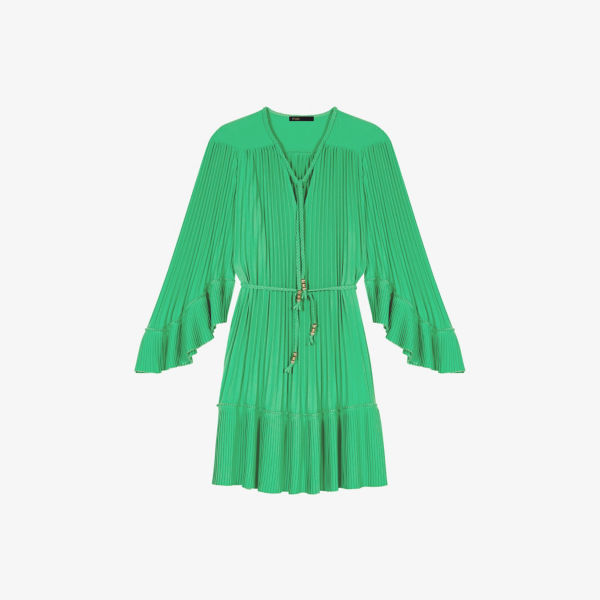 Платье мини Maje плиссированное с широкими рукавами и галстуком, зеленый
Платье мини Maje плиссированное с широкими рукавами и галстуком, зеленый