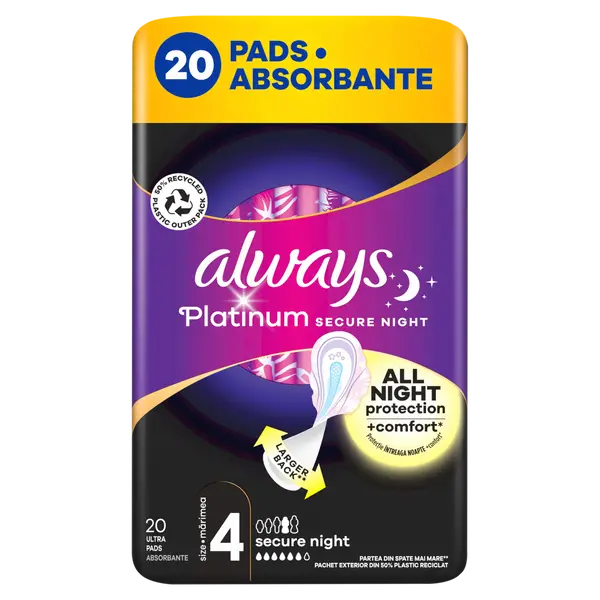 Гигиенические прокладки, 20 шт./1 упаковка. Always Platinum secure night
Гигиенические прокладки, 20 шт./1 упаковка. Always Platinum secure night