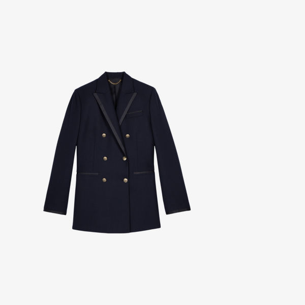 Пиджак The Kooples двубортный с острыми лацканами из смесовой шерсти, синий
Пиджак The Kooples двубортный с острыми лацканами из смесовой шерсти, синий