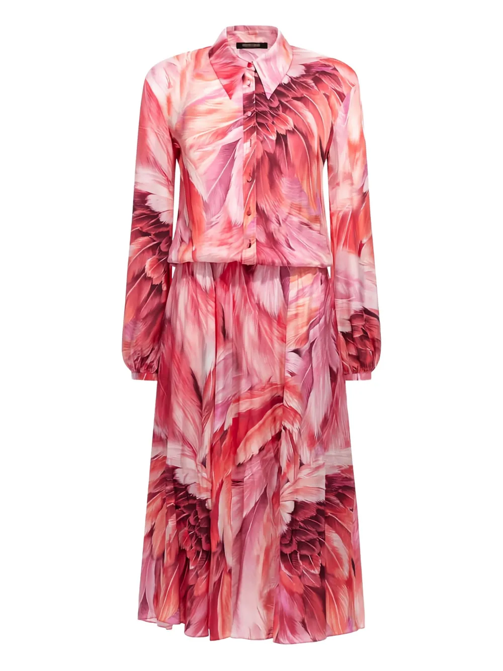Миди-платье с пуговицами и принтом из перьев Roberto Cavalli, розовый
Миди-платье с пуговицами и принтом из перьев Roberto Cavalli, розовый