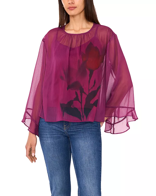 Топ с круглым вырезом и рукавами-воланами Vince Camuto, розовый
Топ с круглым вырезом и рукавами-воланами Vince Camuto, розовый