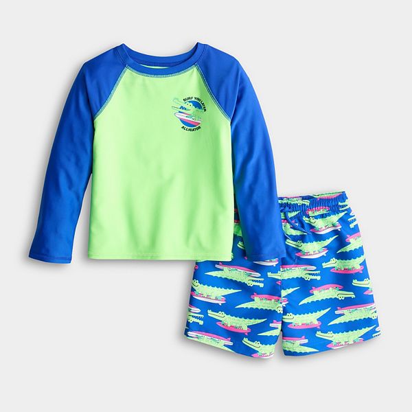 Детский комплект для плавания: рашгард и купальник Jumping Beans, Green Surf Gator
Детский комплект для плавания: рашгард и купальник Jumping Beans, Green Surf Gator