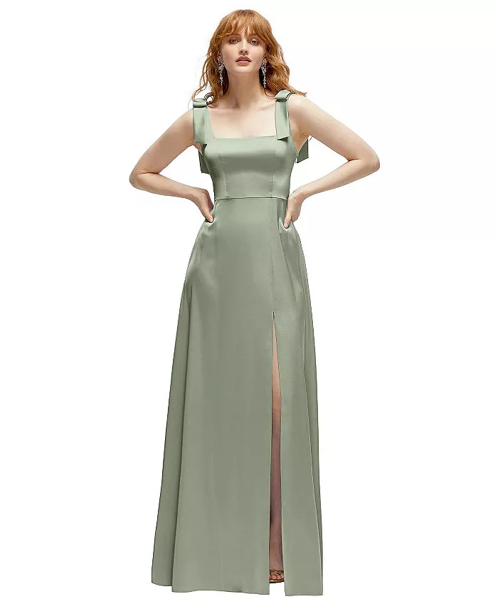 Платье макси из струящегося атласа с квадратным вырезом и бретелями-бантами (размеры plus size) After Six, зеленый
Платье макси из струящегося атласа с квадратным вырезом и бретелями-бантами (размеры plus size) After Six, зеленый