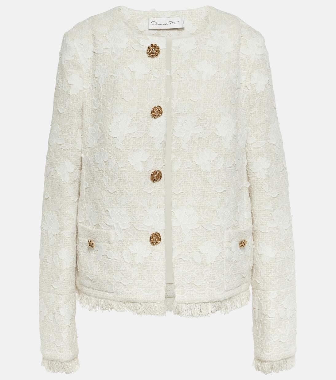 Твидовый жакет с вышивкой gardenia Oscar De La Renta, белый
Твидовый жакет с вышивкой gardenia Oscar De La Renta, белый