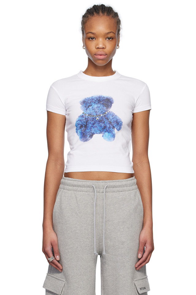 Короткий топ с медведем и шипами We11Done, белый
Короткий топ с медведем и шипами We11Done, белый