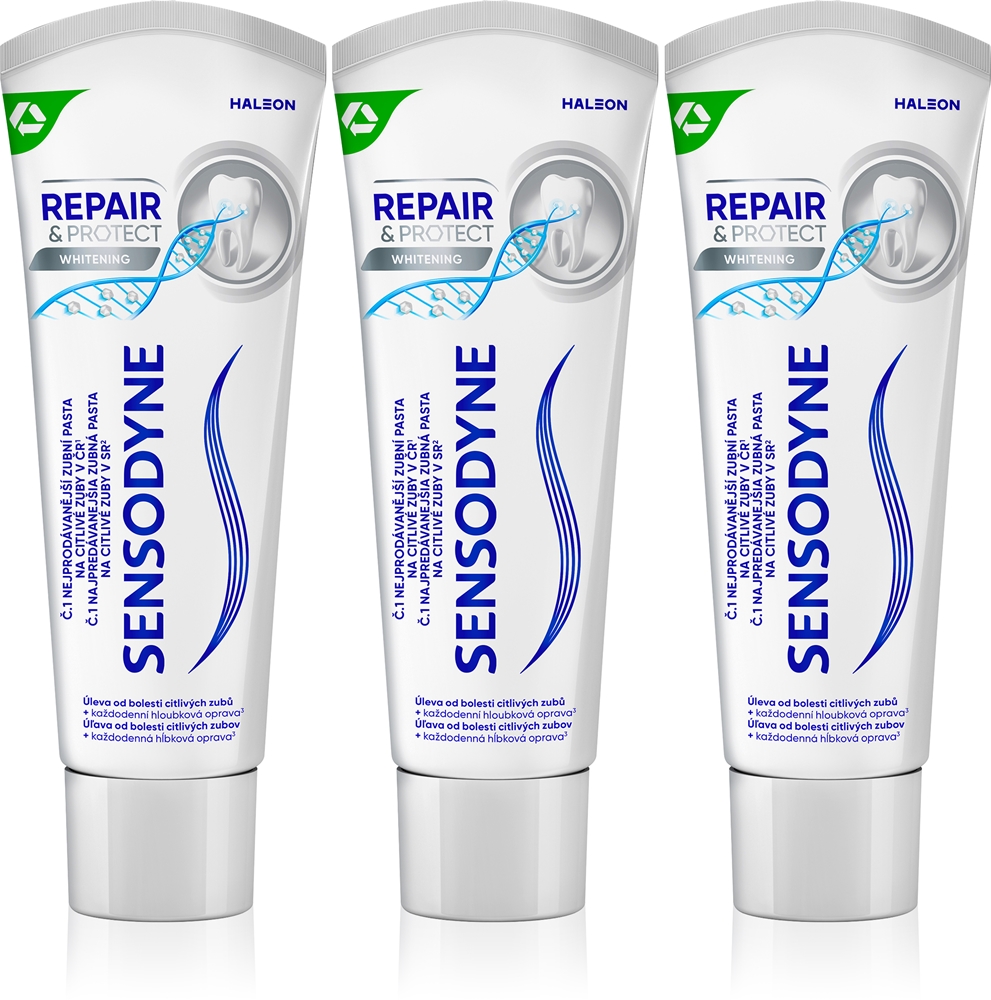 Отбеливающая зубная паста «Восстановление и защита» для чувствительных зубов Sensodyne, 3× 75 мл
Отбеливающая зубная паста «Восстановление и защита» для чувствительных зубов Sensodyne, 3× 75 мл