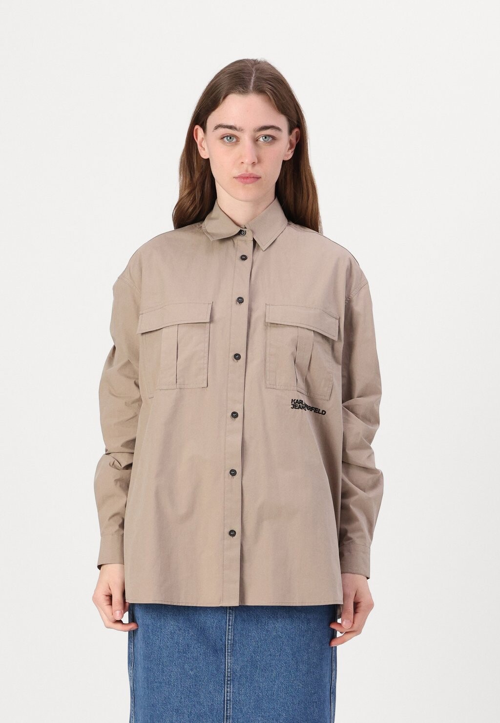 Блузка на пуговицах BOXY UTILITY SHIRT Karl Lagerfeld Jeans, бежевый 
Блузка на пуговицах BOXY UTILITY SHIRT Karl Lagerfeld Jeans, бежевый