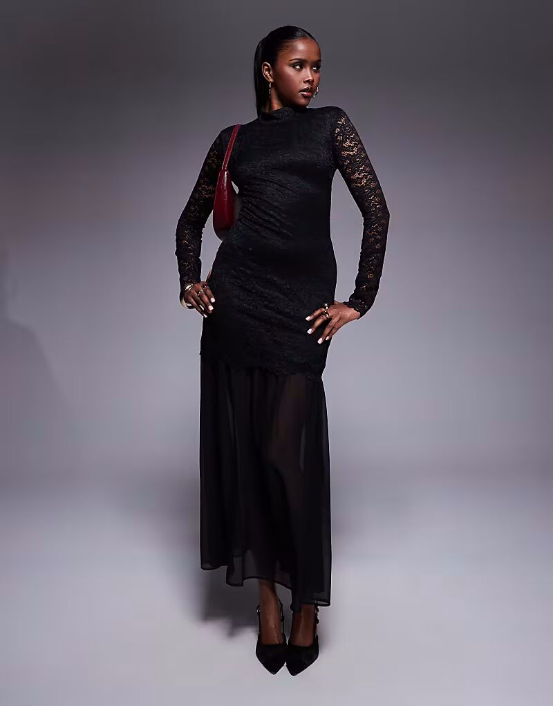 Платье макси с кружевным лифом и заниженной талией ASOS DESIGN черного цвета
Платье макси с кружевным лифом и заниженной талией ASOS DESIGN черного цвета