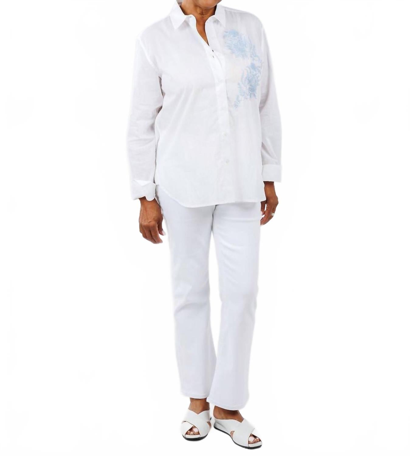 Женская белая рубашка Juana с вышивкой и пуговицами Elliott Lauren
Женская белая рубашка Juana с вышивкой и пуговицами Elliott Lauren