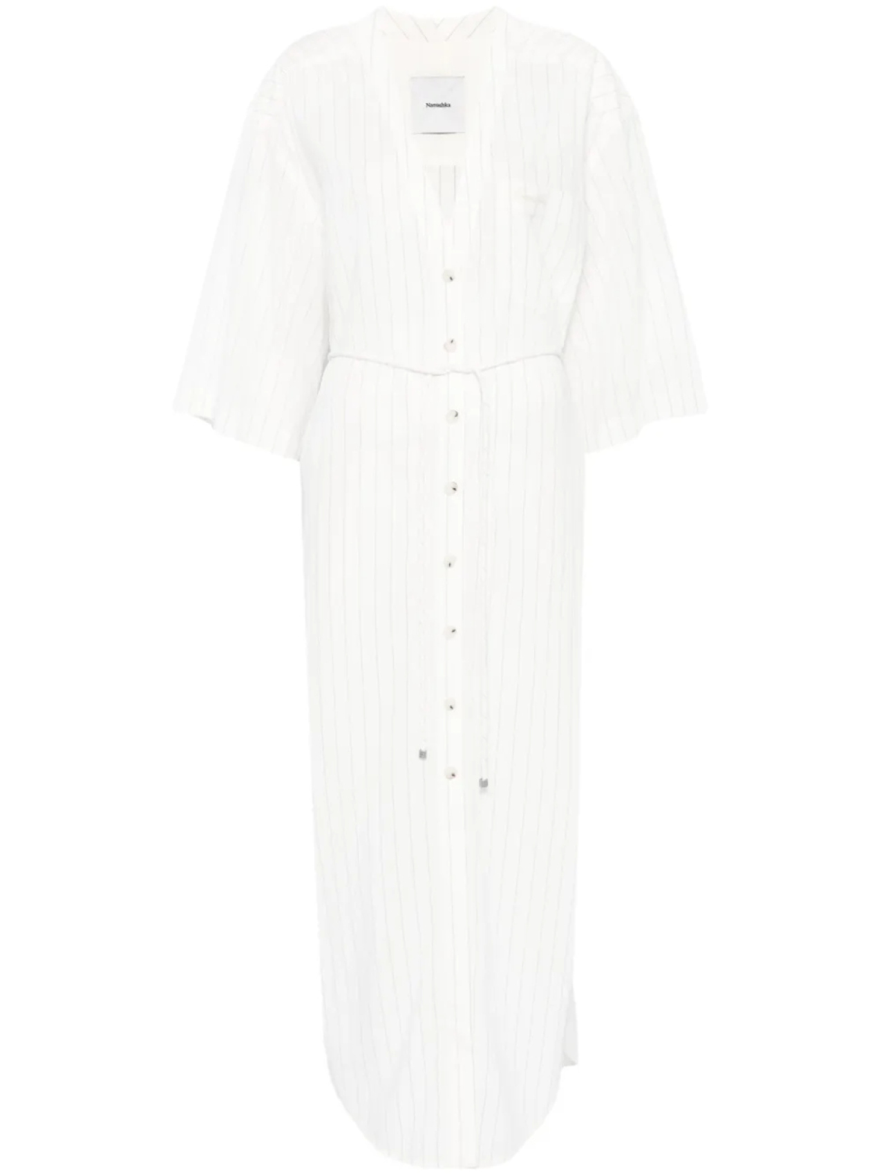 Платье-рубашка в полоску Nanushka, белый
Платье-рубашка в полоску Nanushka, белый