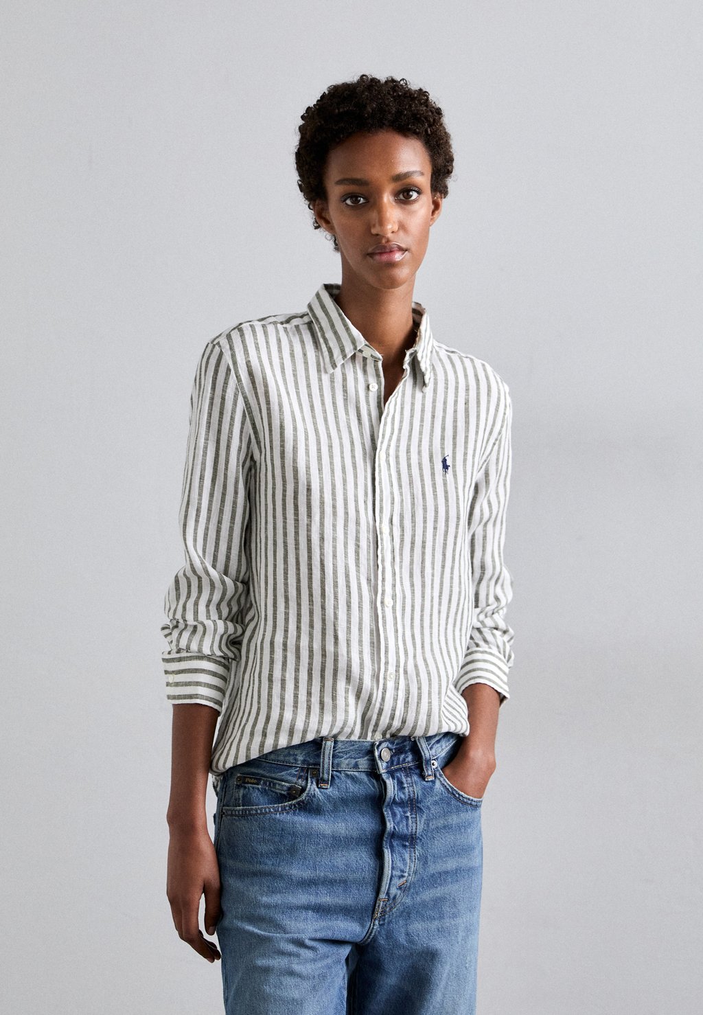 Блузка на пуговицах CLASSIC FIT STRIPED LINEN SHIRT Polo Ralph Lauren, Dark Sage/White 
Блузка на пуговицах CLASSIC FIT STRIPED LINEN SHIRT Polo Ralph Lauren, Dark Sage/White