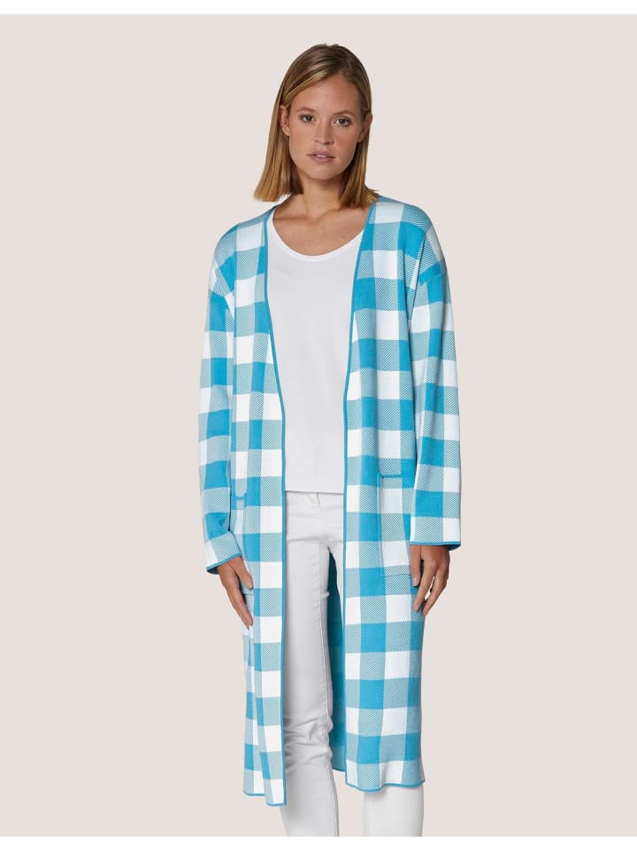 MADELEINE Вязаное пальто с открытым передом из клетчатого жаккарда бело-бирюзового цвета
MADELEINE Вязаное пальто с открытым передом из клетчатого жаккарда бело-бирюзового цвета