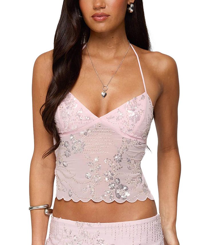 Топ Nelley с бисером и пайетками на прозрачной шифоновой основе без спинки Edikted, розовый
Топ Nelley с бисером и пайетками на прозрачной шифоновой основе без спинки Edikted, розовый