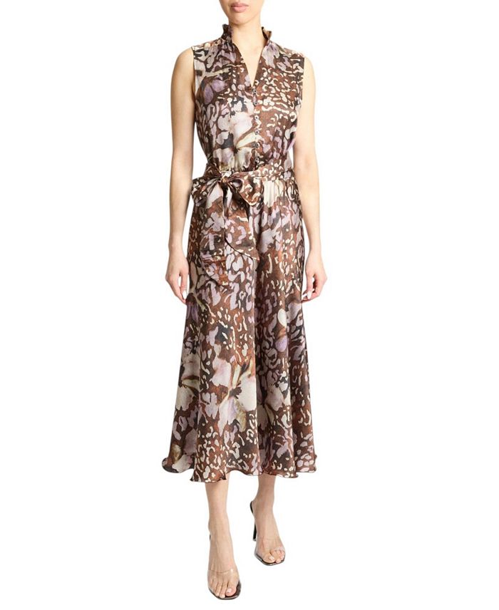 NIRVA Миди-платье без рукавов с воротником-рюшем из абстрактного цветочного шелка Santorelli, коричневый
NIRVA Миди-платье без рукавов с воротником-рюшем из абстрактного цветочного шелка Santorelli, коричневый