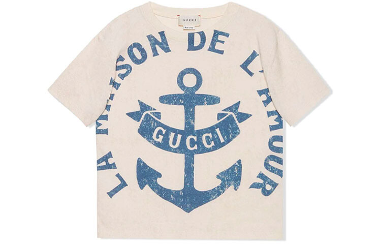 Футболка детская Gucci с принтом, кремовый / синий
Футболка детская Gucci с принтом, кремовый / синий