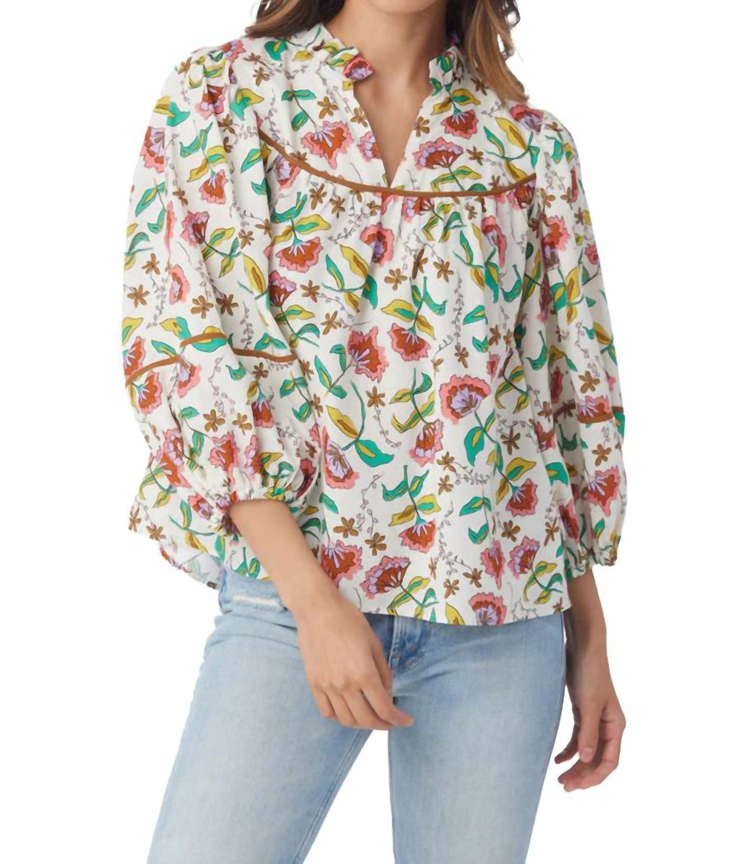 Топ Rosie с цветочным принтом и гравировкой на дереве Crosby by Mollie Burch, цвет woodcut floral 
Топ Rosie с цветочным принтом и гравировкой на дереве Crosby by Mollie Burch, цвет woodcut floral