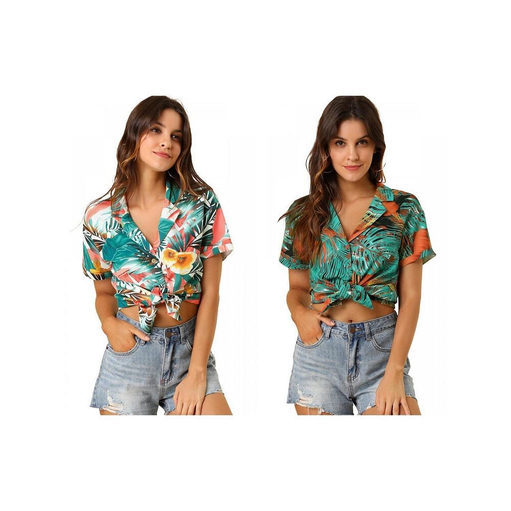 2 пары женских гавайских пляжных рубашек на пуговицах с цветочным принтом и листьями ALLEGRA K, цвет White Black
2 пары женских гавайских пляжных рубашек на пуговицах с цветочным принтом и листьями ALLEGRA K, цвет White Black