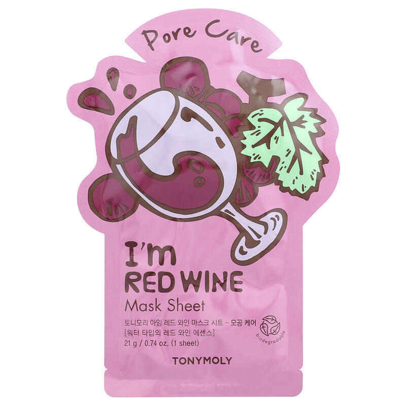 TonyMoly, I'm Red Wine, тканевая маска для ухода за порами, 1 шт., 21 г (0,74 унции)
TonyMoly, I'm Red Wine, тканевая маска для ухода за порами, 1 шт., 21 г (0,74 унции)