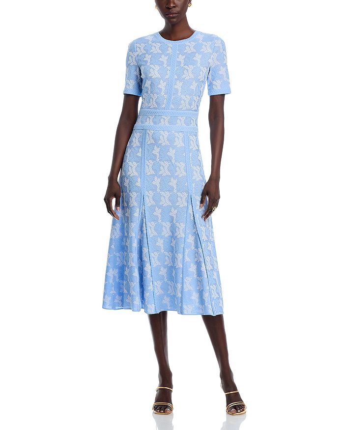 Печатаное платье миди с короткими рукавами Misook, синий
Печатаное платье миди с короткими рукавами Misook, синий