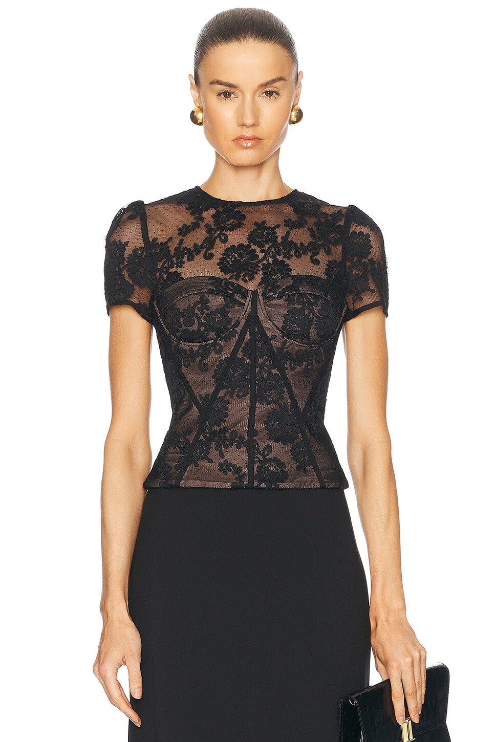 Кружевной топ-бюстье self-portrait, черный
Кружевной топ-бюстье self-portrait, черный