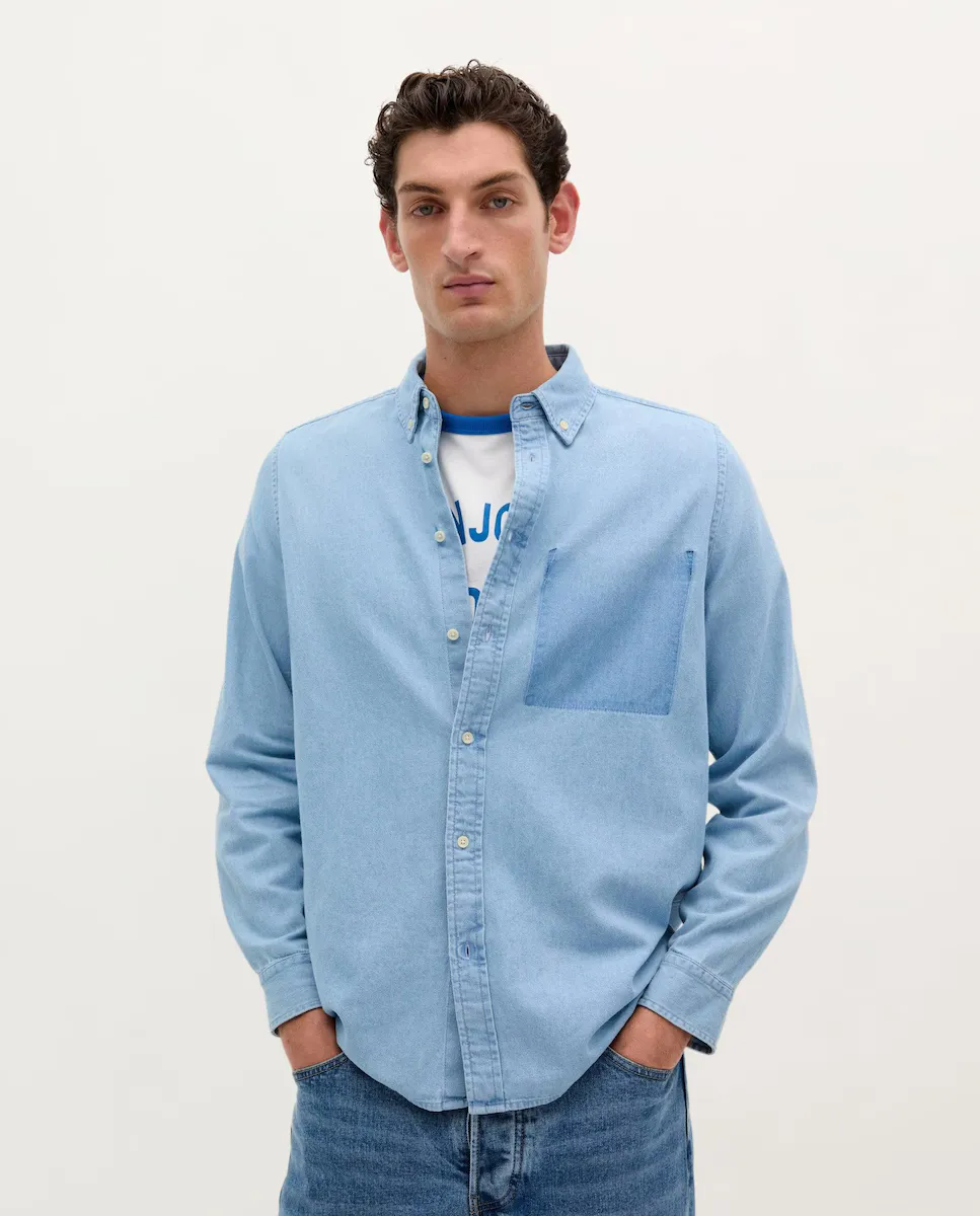 Мужская хлопковая джинсовая рубашка Scalpers, светло-голубой
Мужская хлопковая джинсовая рубашка Scalpers, светло-голубой