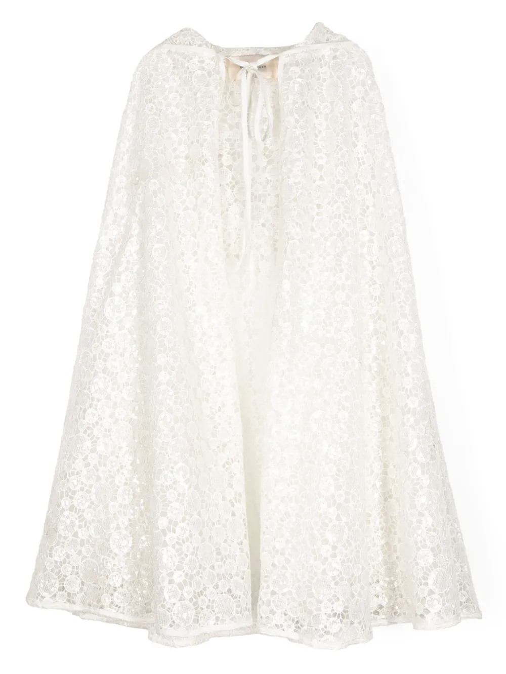 Кружевной кейп миди с капюшоном Shatha Essa Kids, белый
Кружевной кейп миди с капюшоном Shatha Essa Kids, белый