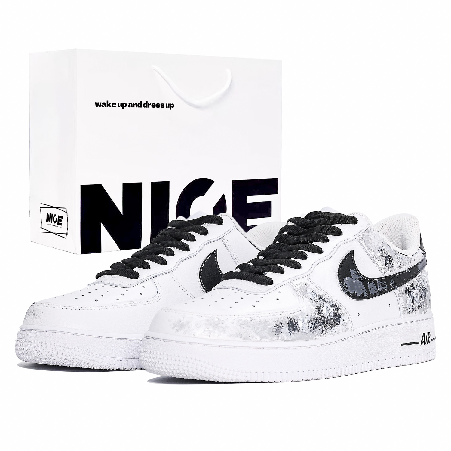 Nike Air Force 1 Cushioning Height Increasing Slip Resistant Low top Skateboard Shoes Unisex Gray Black White
Nike Air Force 1 Cushioning Height Increasing Slip Resistant Low top Skateboard Shoes Unisex Gray Black White