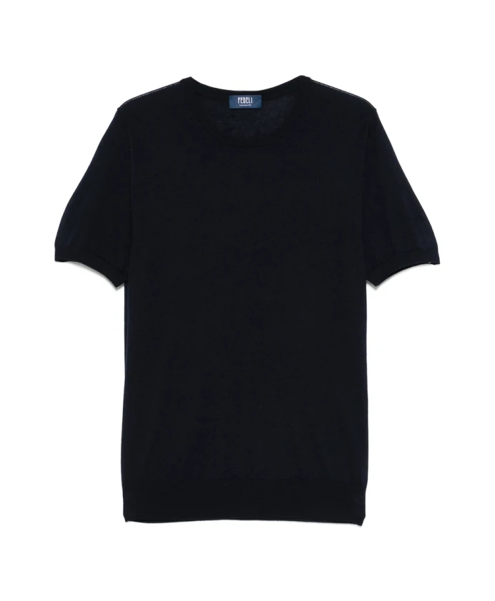 Синий ребристый пуловер с круглым вырезом Fedeli, синий
Синий ребристый пуловер с круглым вырезом Fedeli, синий