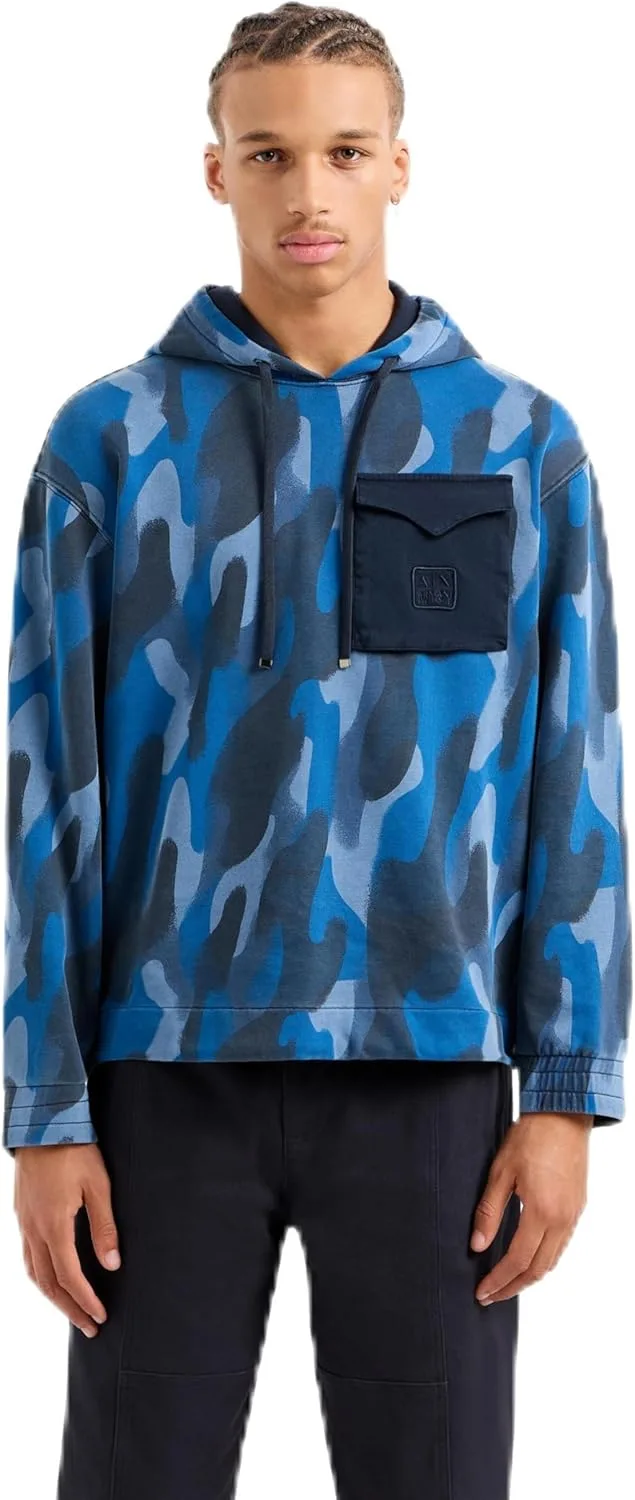 Armani Exchange мужская худи с камуфляжным принтом и контрастным карманом
Armani Exchange мужская худи с камуфляжным принтом и контрастным карманом