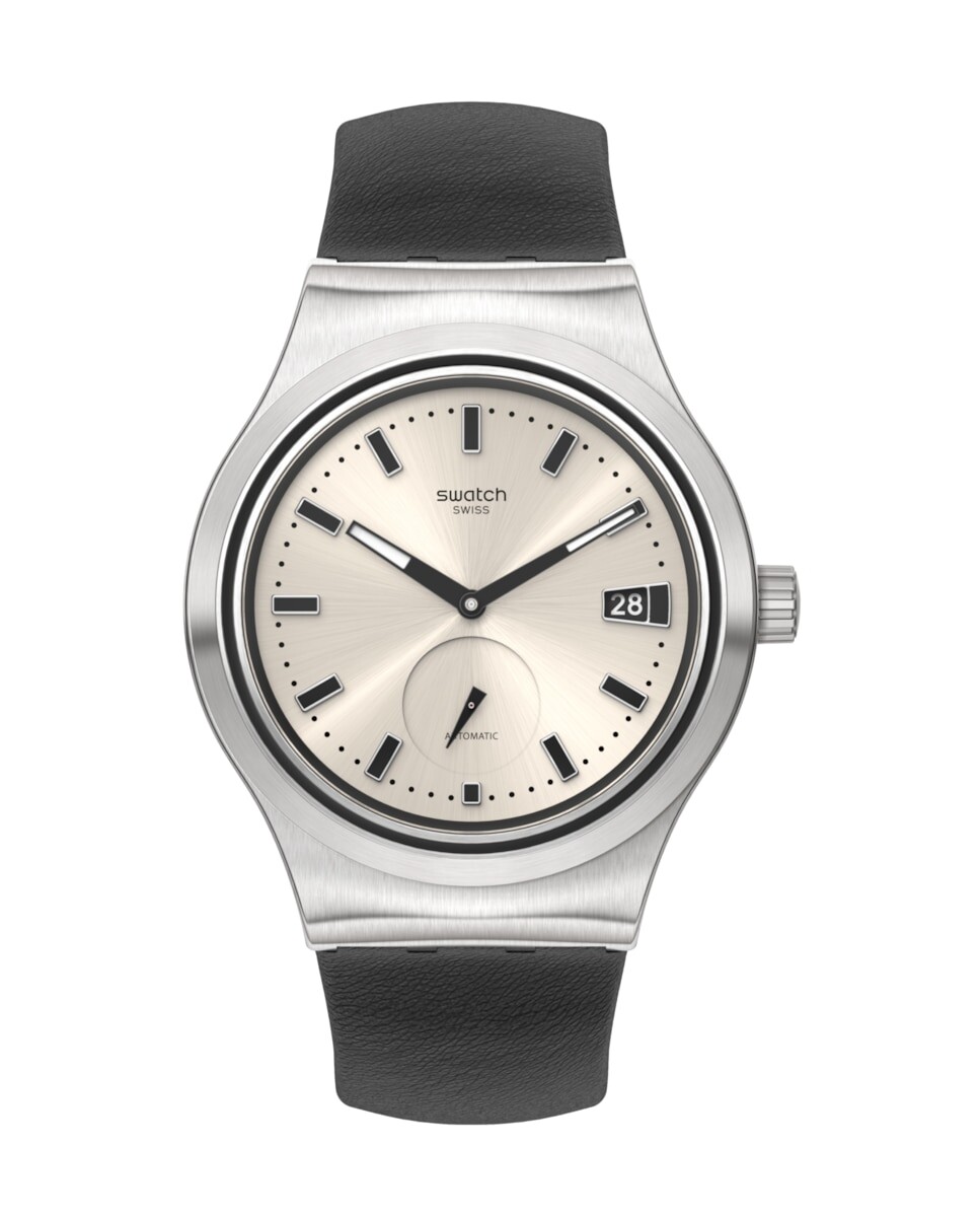 Неизбежные часы с черным кожаным ремешком Swatch, черный
Неизбежные часы с черным кожаным ремешком Swatch, черный