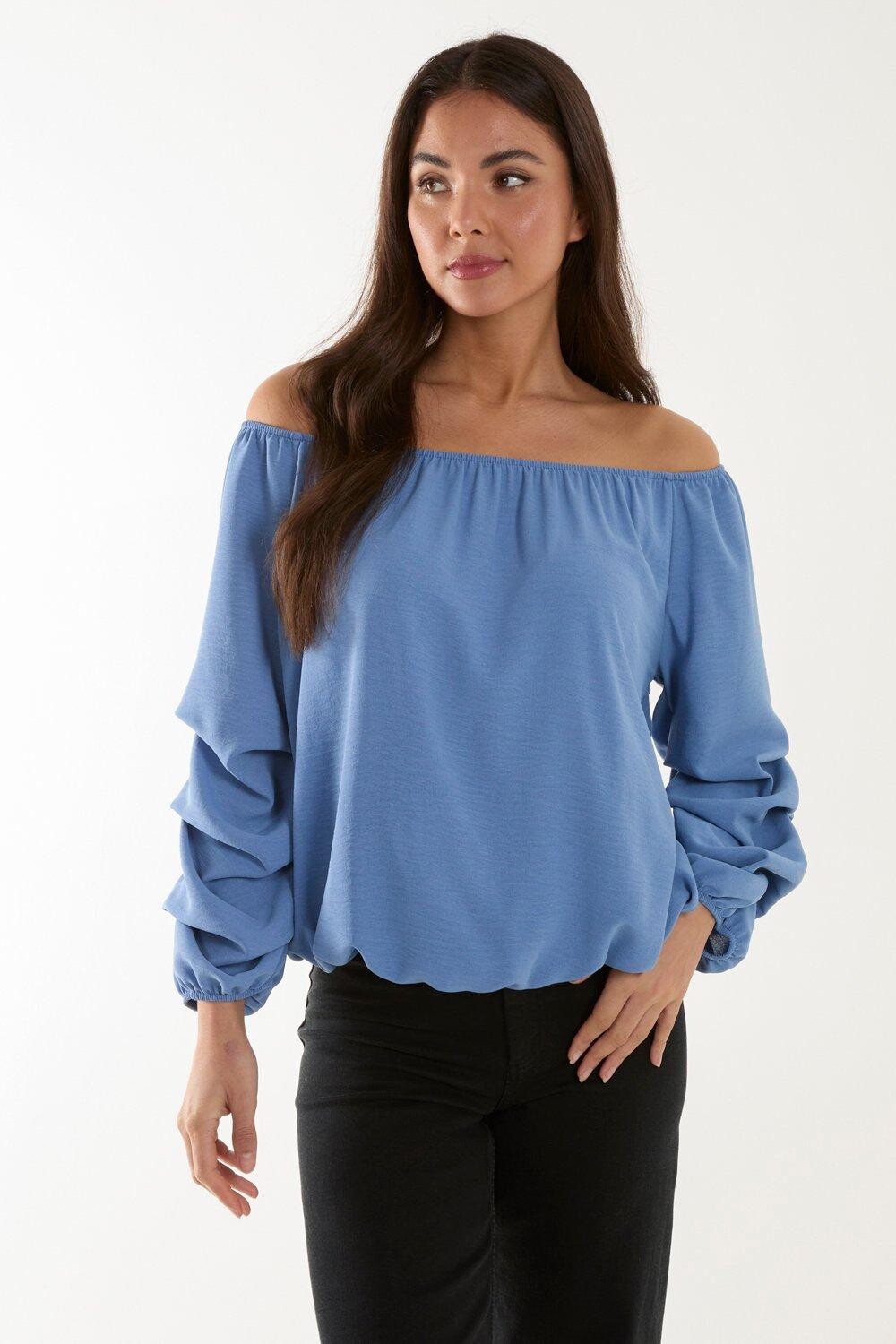 Эластичный топ с рукавами-рюшами Bardot Blue Vanilla, синий
Эластичный топ с рукавами-рюшами Bardot Blue Vanilla, синий