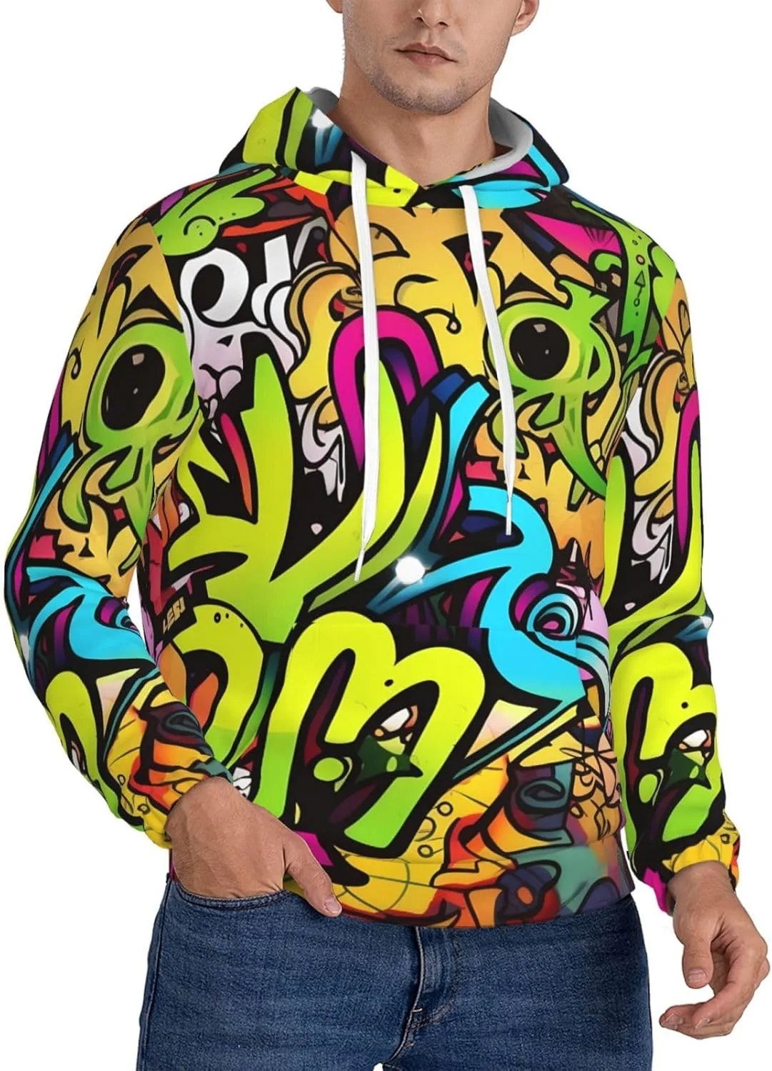 Мужская флисовая толстовка с капюшоном, худи с граффити KKLWEGU
Мужская флисовая толстовка с капюшоном, худи с граффити KKLWEGU